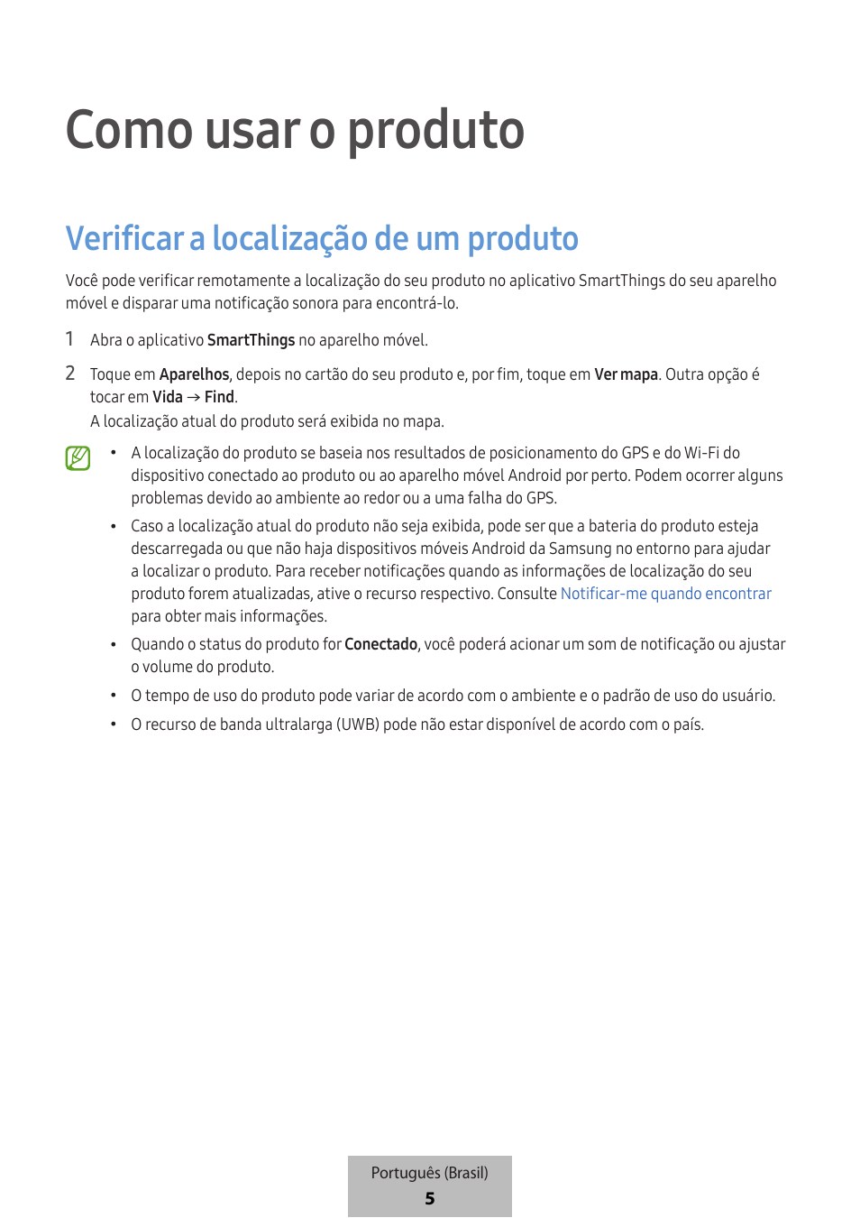 Como usar o produto, Verificar a localização de um produto | Samsung SmartTag2 Wireless Tracker (White) User Manual | Page 761 / 798