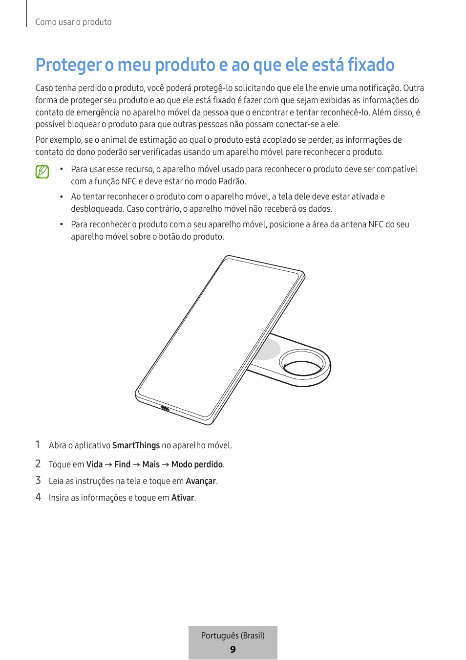 Proteger o meu produto e ao que ele está fixado | Samsung SmartTag2 Wireless Tracker (White) User Manual | Page 765 / 798