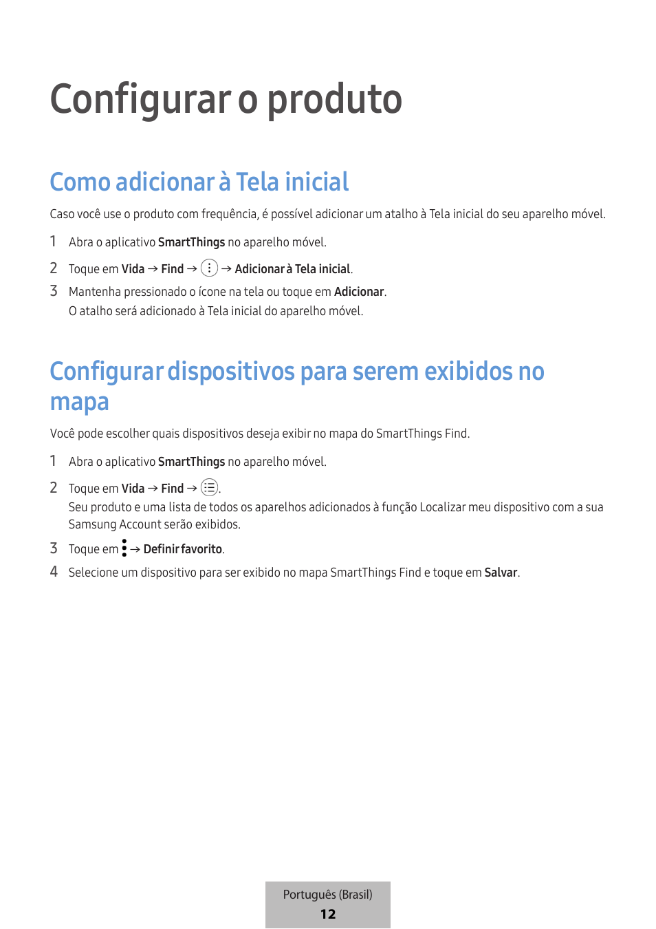 Configurar o produto, Como adicionar à tela inicial | Samsung SmartTag2 Wireless Tracker (White) User Manual | Page 768 / 798