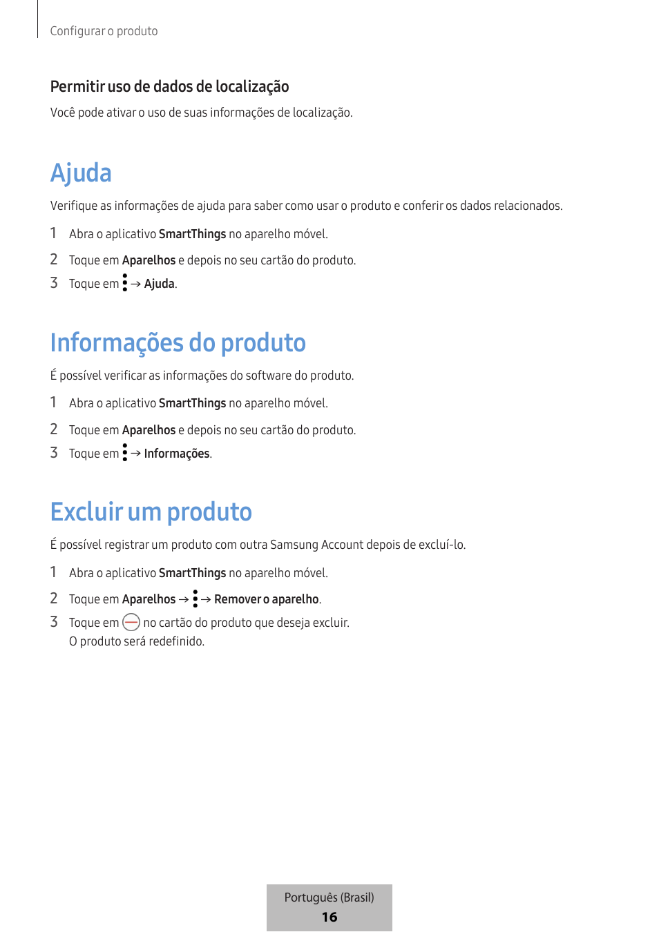 Ajuda, Informações do produto, Excluir um produto | Samsung SmartTag2 Wireless Tracker (White) User Manual | Page 772 / 798