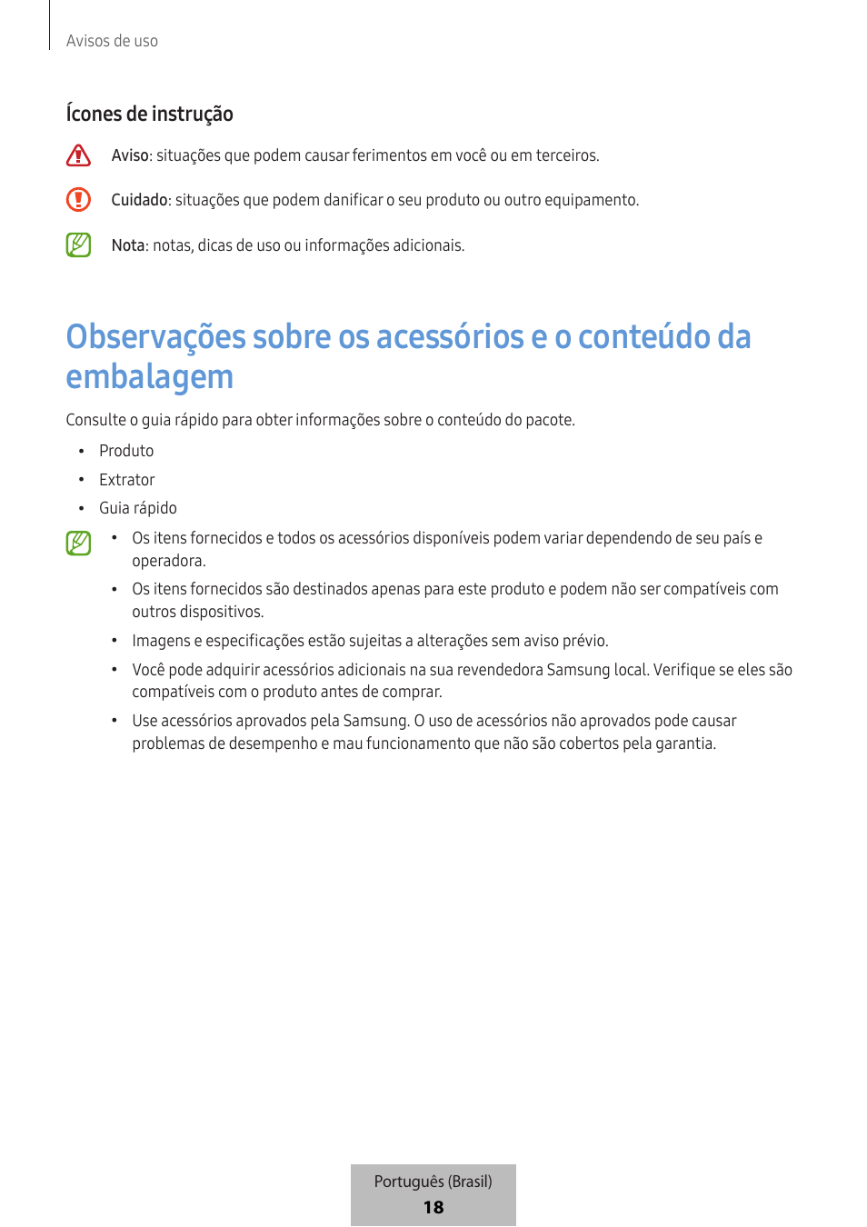 Ícones de instrução | Samsung SmartTag2 Wireless Tracker (White) User Manual | Page 774 / 798