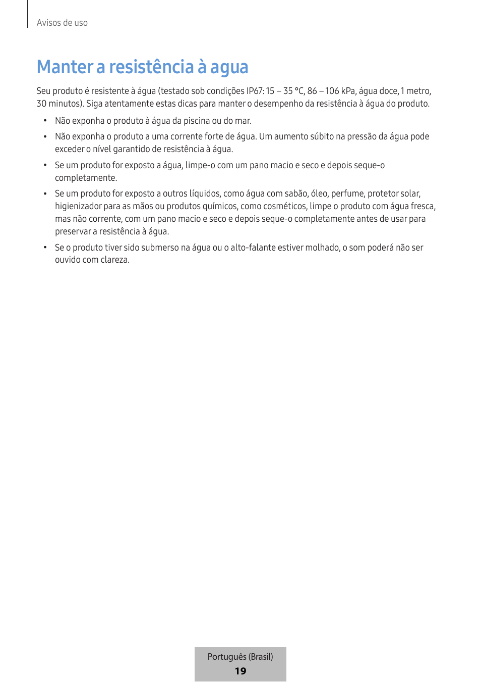 Manter a resistência à agua | Samsung SmartTag2 Wireless Tracker (White) User Manual | Page 775 / 798