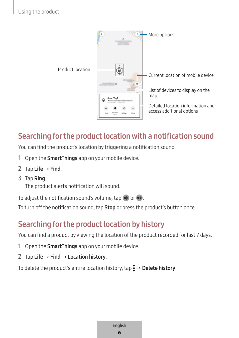 Searching for the product location by history | Samsung SmartTag2 Wireless Tracker (White) User Manual | Page 8 / 798