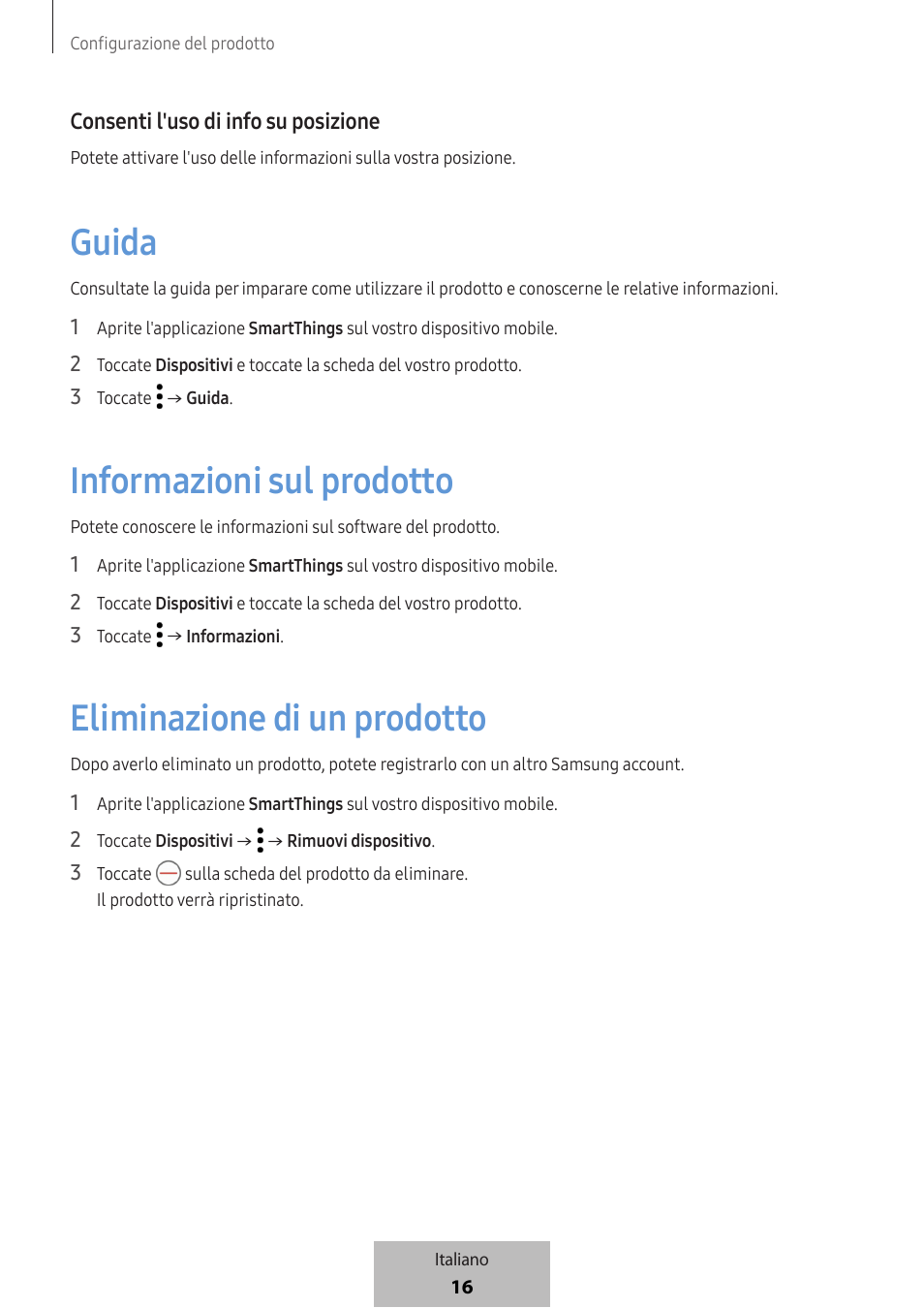 Guida, Informazioni sul prodotto, Eliminazione di un prodotto | Samsung SmartTag2 Wireless Tracker (White) User Manual | Page 84 / 798