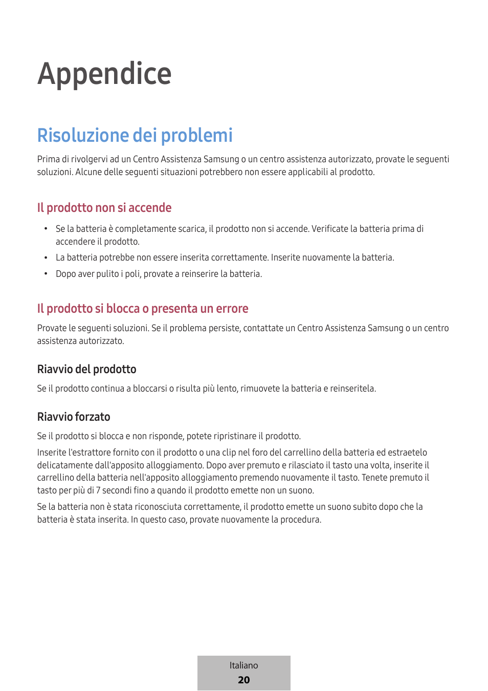 Appendice, Risoluzione dei problemi | Samsung SmartTag2 Wireless Tracker (White) User Manual | Page 88 / 798