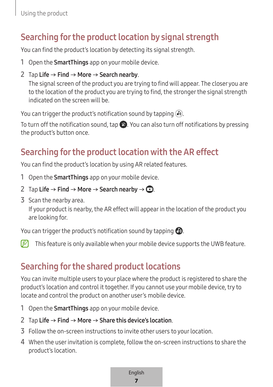 Searching for the shared product locations | Samsung SmartTag2 Wireless Tracker (White) User Manual | Page 9 / 798