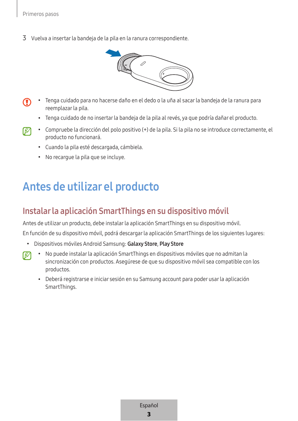 Antes de utilizar el producto | Samsung SmartTag2 Wireless Tracker (White) User Manual | Page 93 / 798