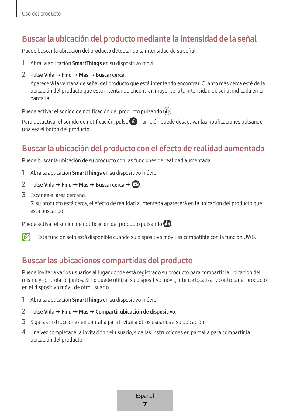 Buscar las ubicaciones compartidas del producto | Samsung SmartTag2 Wireless Tracker (White) User Manual | Page 97 / 798