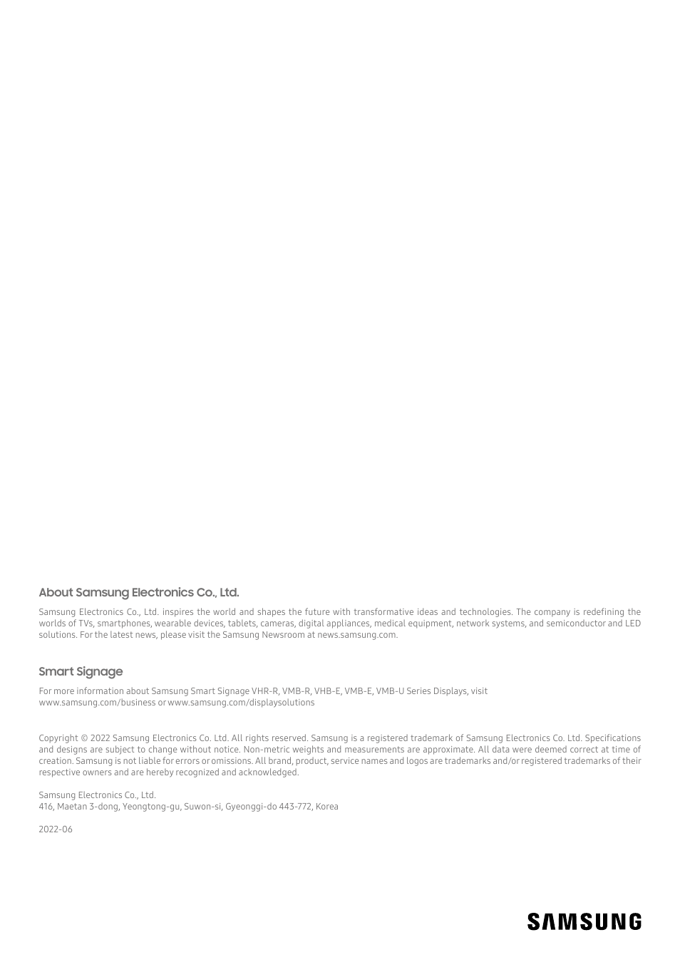 Samsung VM46B-U 46" Video Wall Display User Manual | Page 11 / 11
