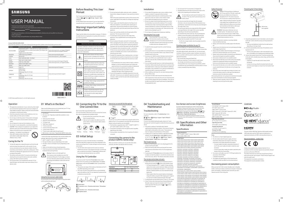 Samsung S90C 83" 4K HDR OLED TV User Manual | 2 pages