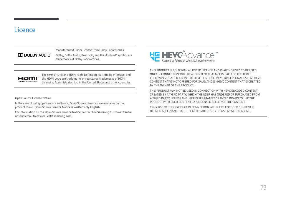 Licence, Licence 73 | Samsung UHD Signage Player Box User Manual | Page 73 / 73