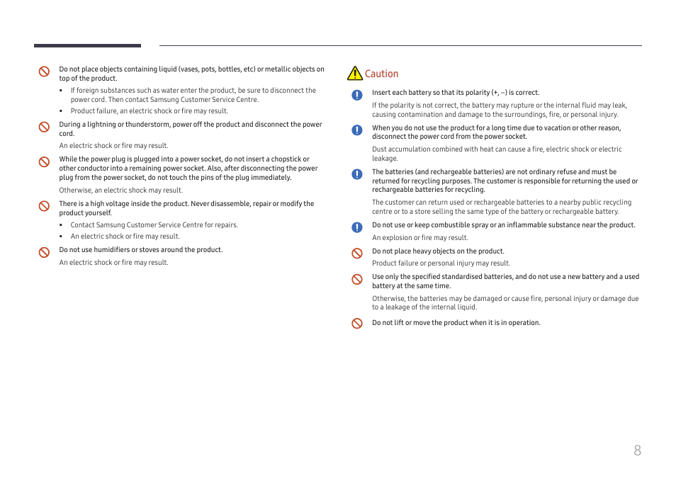 Caution | Samsung UHD Signage Player Box User Manual | Page 8 / 73