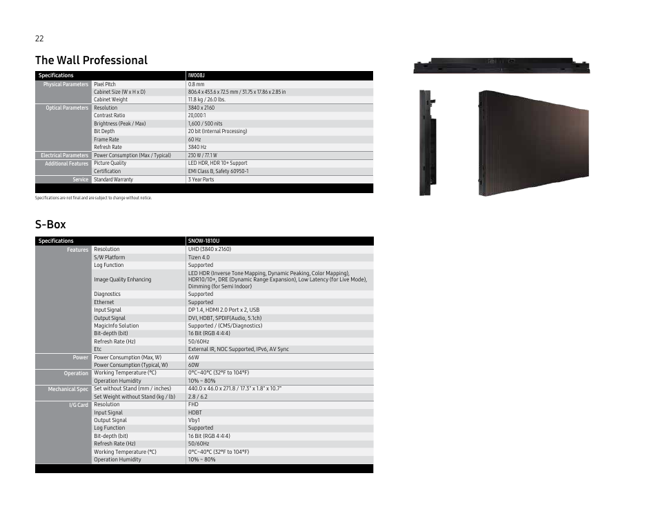 The wall professional, S-box | Samsung S-Box Signage UHD Player Pro User Manual | Page 22 / 24