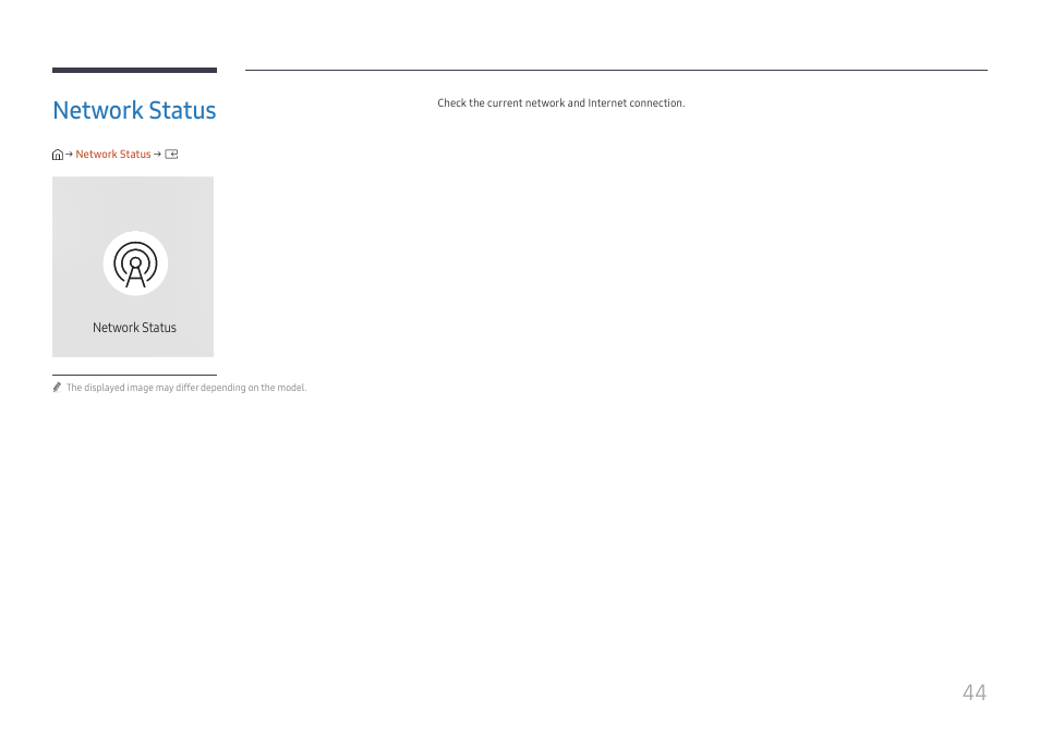 Network status, Network status 44 | Samsung S-Box Signage UHD Player Pro User Manual | Page 44 / 99