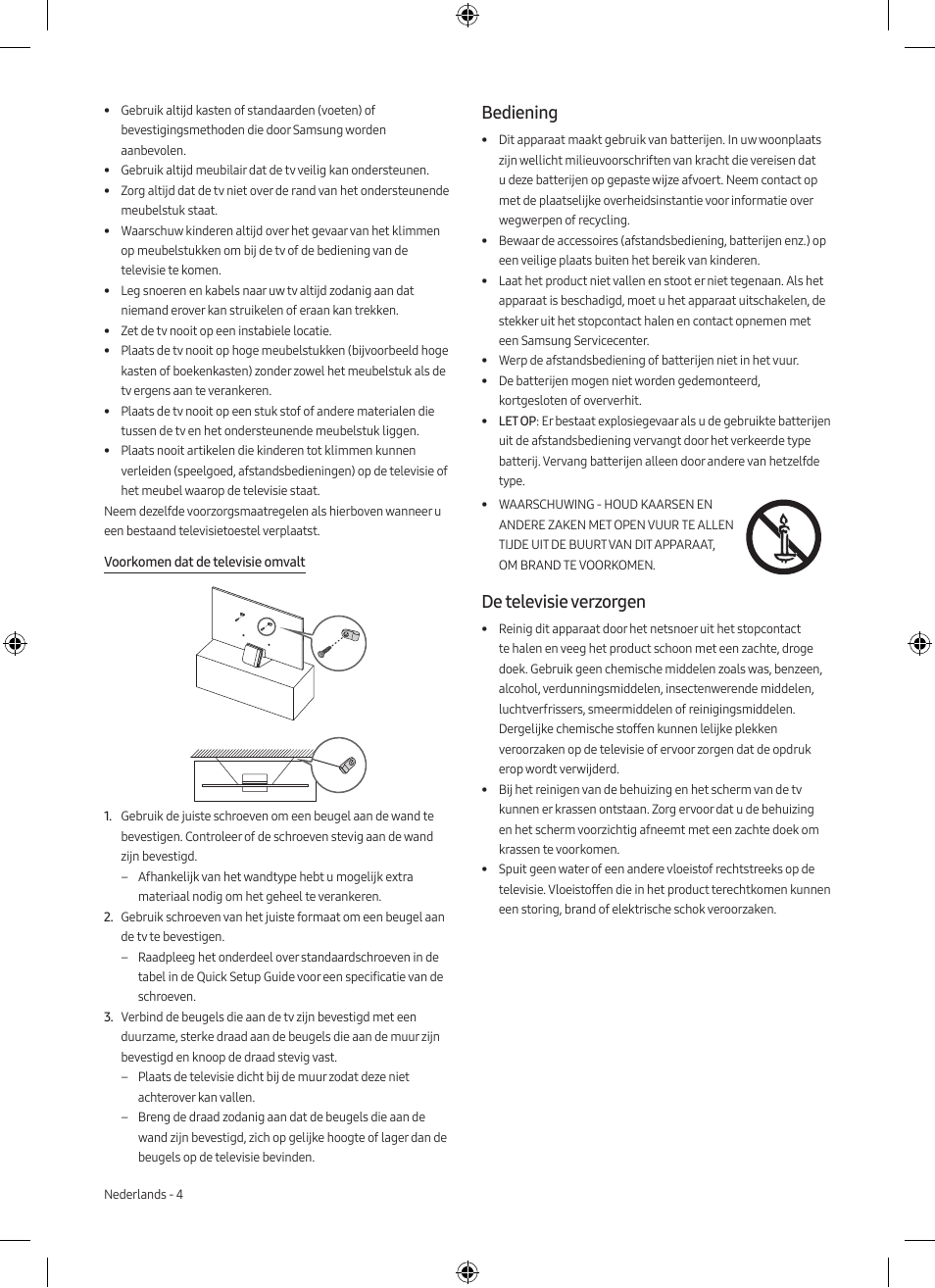 Bediening, De televisie verzorgen | Samsung Neo QLED QN85A 75" Class HDR 4K UHD Smart TV User Manual | Page 36 / 44
