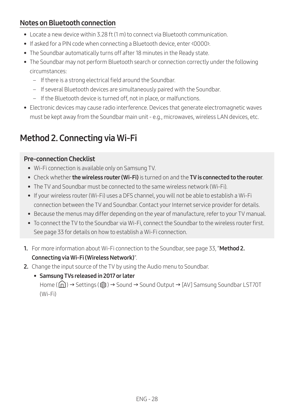 Method 2. connecting via wi-fi | Samsung The Terrace HW-LST70T 210W 3-Channel Outdoor Soundbar User Manual | Page 28 / 42