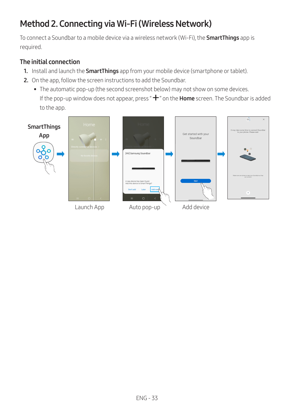 Method 2. connecting via wi-fi (wireless network) | Samsung The Terrace HW-LST70T 210W 3-Channel Outdoor Soundbar User Manual | Page 33 / 42