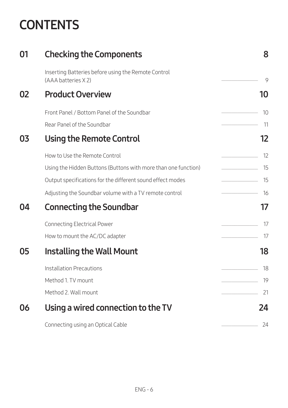 Samsung The Terrace HW-LST70T 210W 3-Channel Outdoor Soundbar User Manual | Page 6 / 42