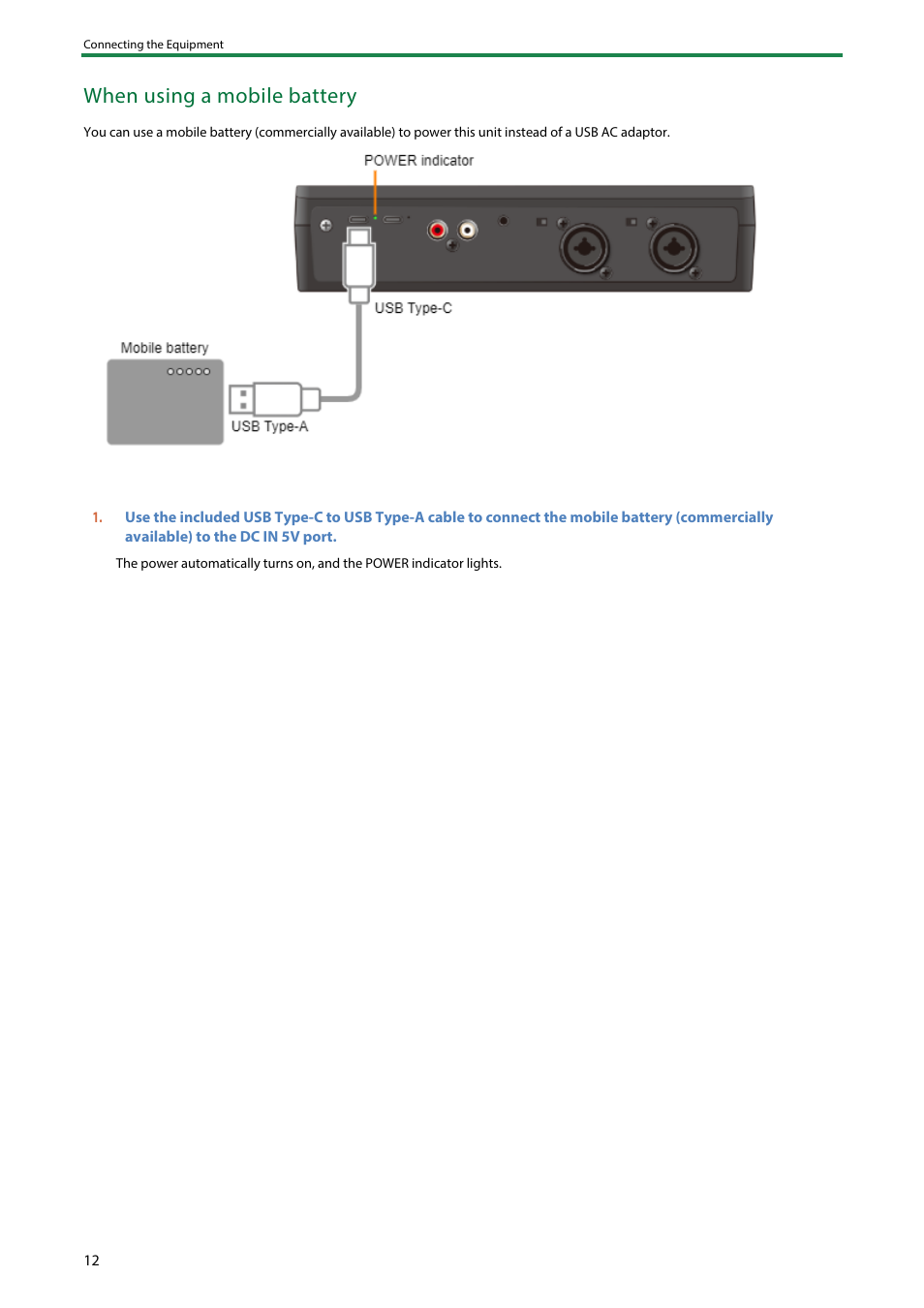 When using a mobile battery | Roland AeroCaster Livestreaming System User Manual | Page 12 / 34