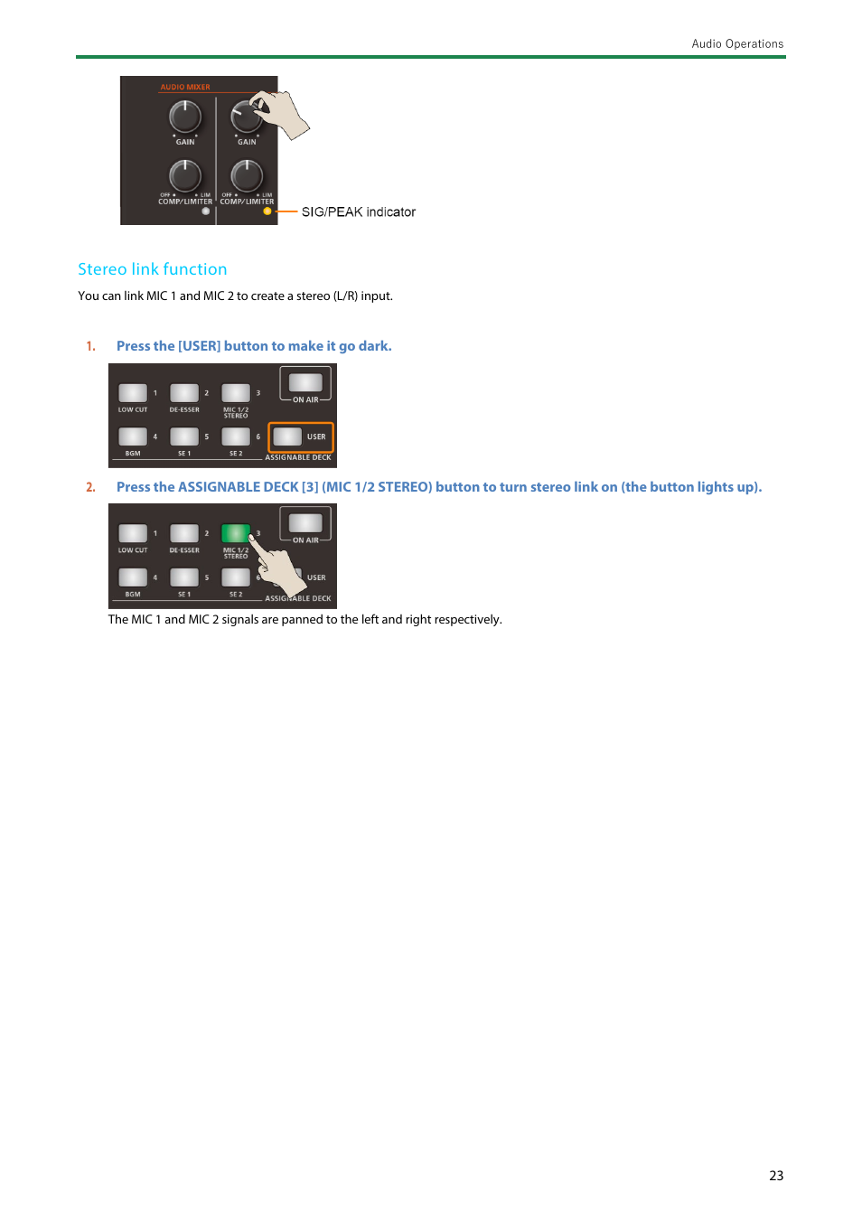 Stereo link function | Roland AeroCaster Livestreaming System User Manual | Page 23 / 34