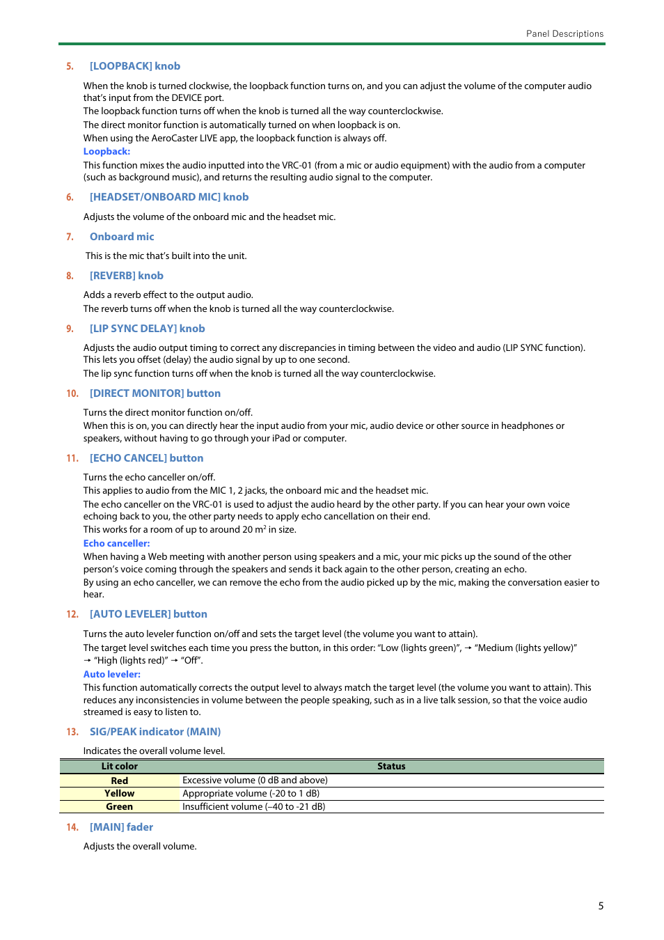 Roland AeroCaster Livestreaming System User Manual | Page 5 / 34