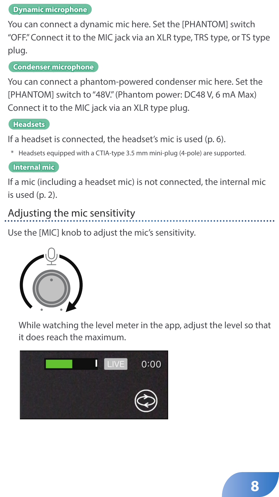 Roland GO:LIVECAST Live Streaming Audio and Video Studio for Smartphones and Tablets User Manual | Page 8 / 46