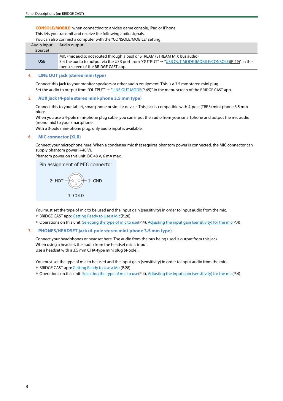 Roland BRIDGE CAST Dual-Bus Gaming Mixer User Manual | Page 8 / 74