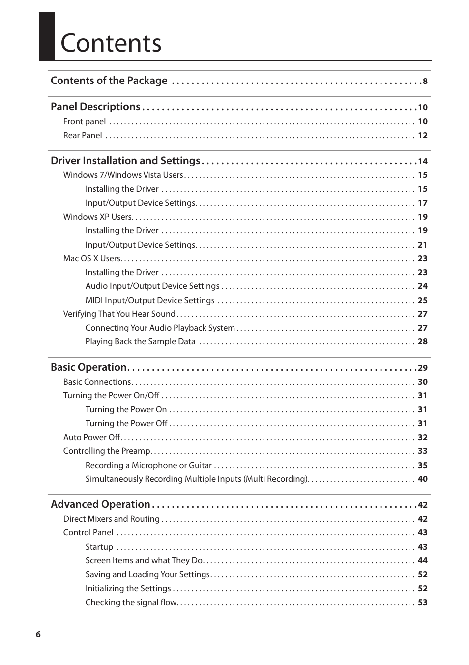 Roland OCTA-CAPTURE - High-Speed USB Audio Interface User Manual | Page 6 / 100