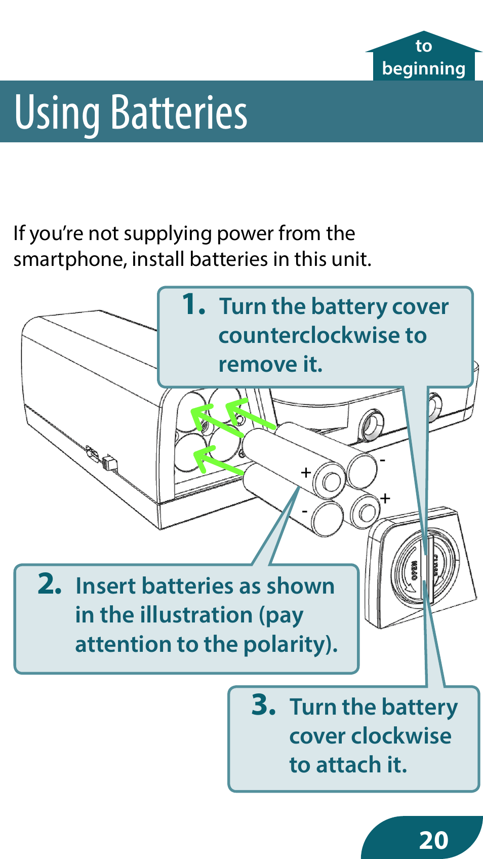 Using batteries | Roland GO:MIXER PRO-X Audio Mixer for Smartphones User Manual | Page 20 / 24