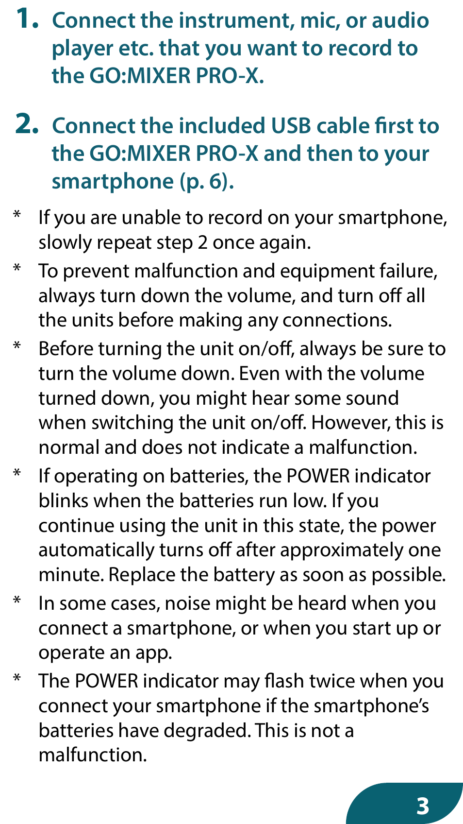 Roland GO:MIXER PRO-X Audio Mixer for Smartphones User Manual | Page 3 / 24