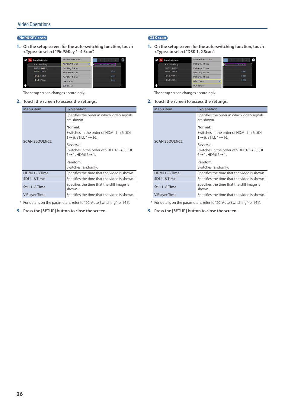 Video operations | Roland VR-120HD Direct Streaming AV Mixer User Manual | Page 26 / 161