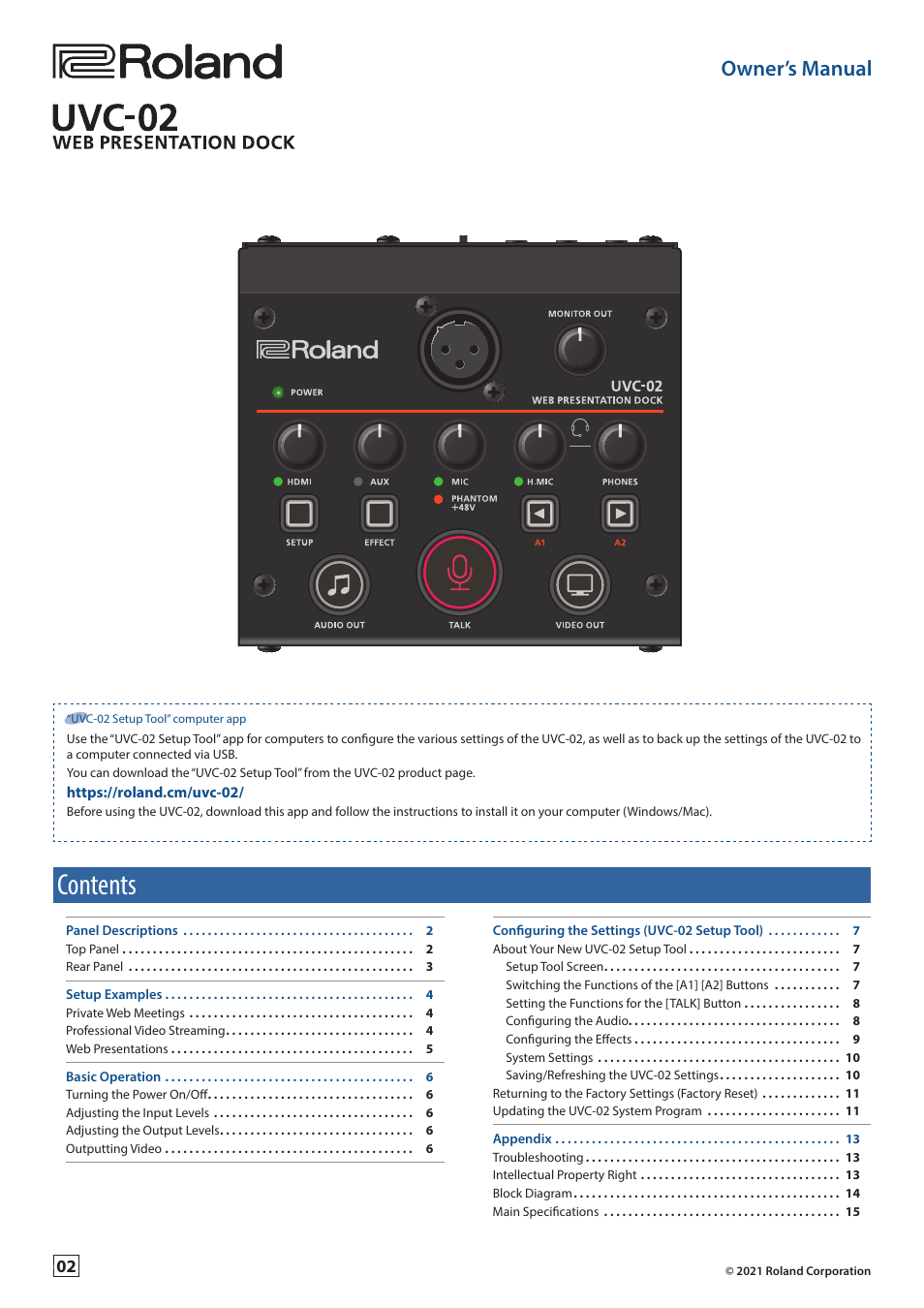 Roland Web Presentation Dock User Manual | 15 pages