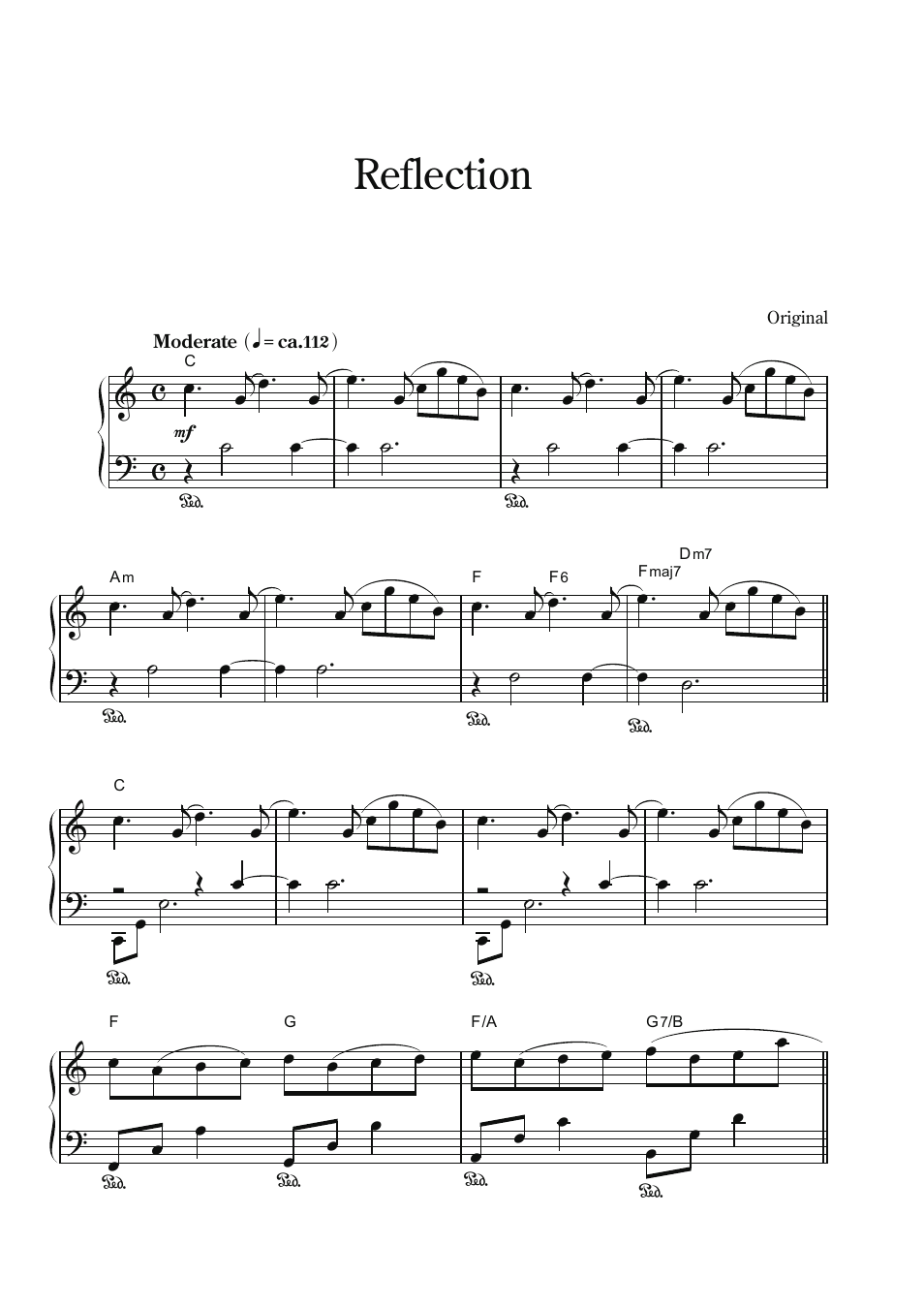 Reflection, C c .œ jœ .œ jœ œ ú, Œ .ú | Œ œ œ | Roland FP-90X Portable Digital Piano (Black) User Manual | Page 38 / 40