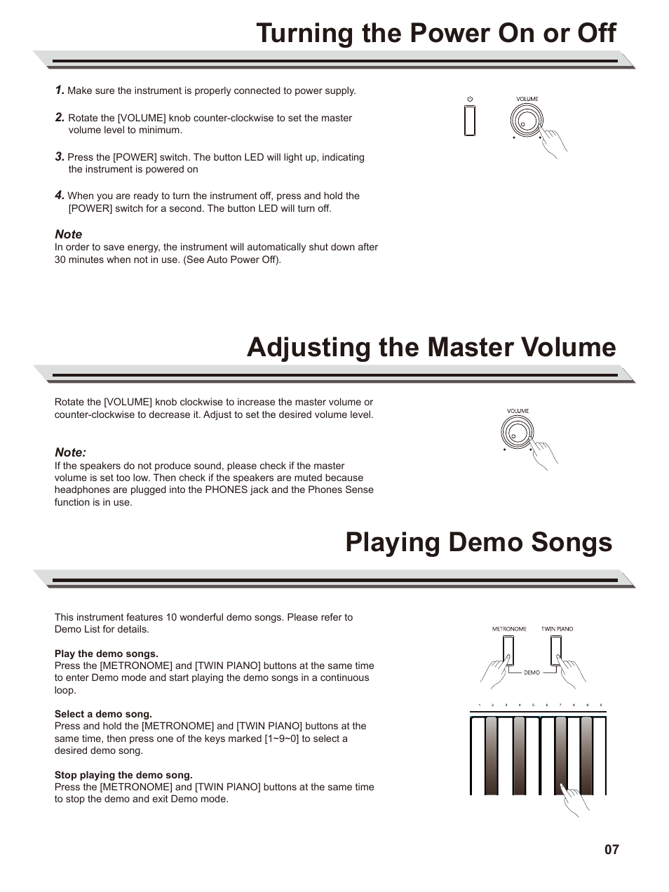 Playing demo songs | Roland GO:PIANO88 88-Note Digital Piano with Onboard Bluetooth Speakers User Manual | Page 7 / 16