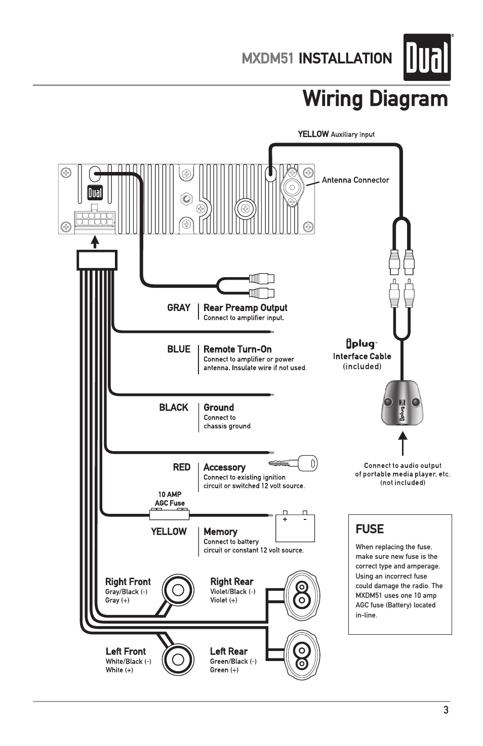Wiring diagram | Dual MXDM51 User Manual | Page 3 / 20