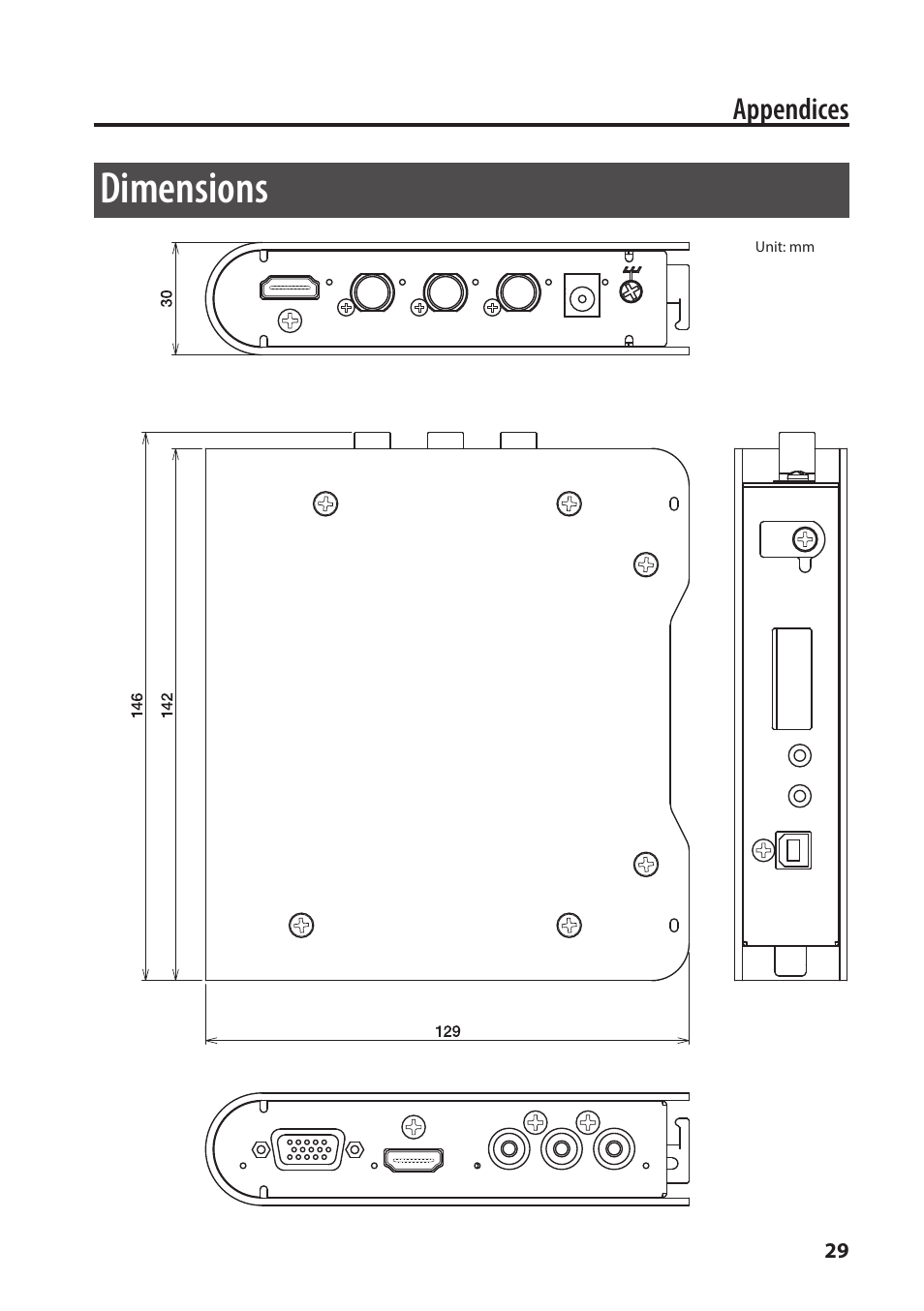 Dimensions | Roland VC-1-SC Up/Down/Cross Scan Converter User Manual | Page 29 / 32