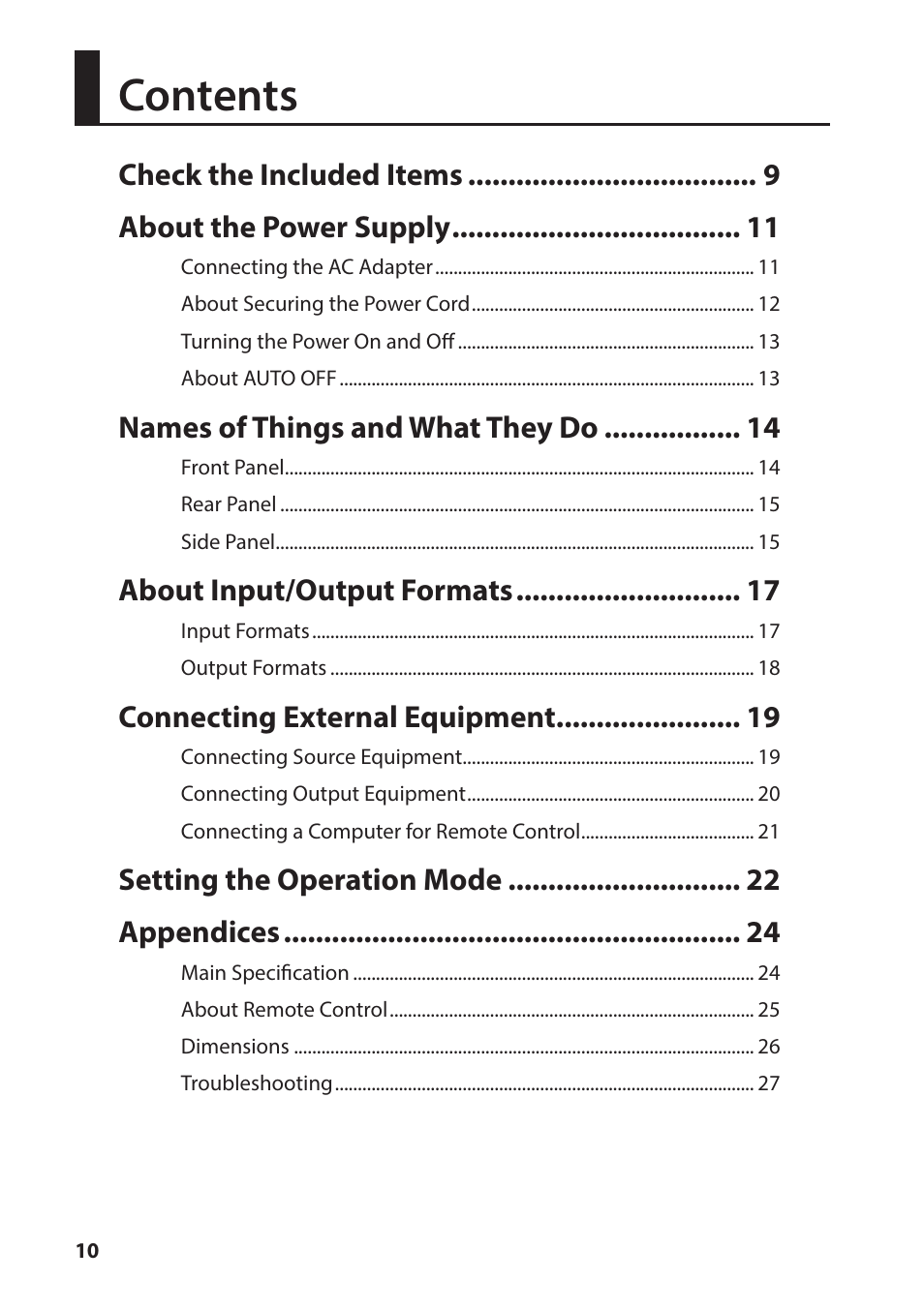 Roland VC-1-HS HDMI to SDI Video Converter User Manual | Page 10 / 32