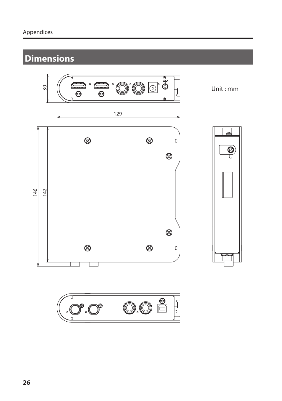 Dimensions | Roland VC-1-HS HDMI to SDI Video Converter User Manual | Page 26 / 32