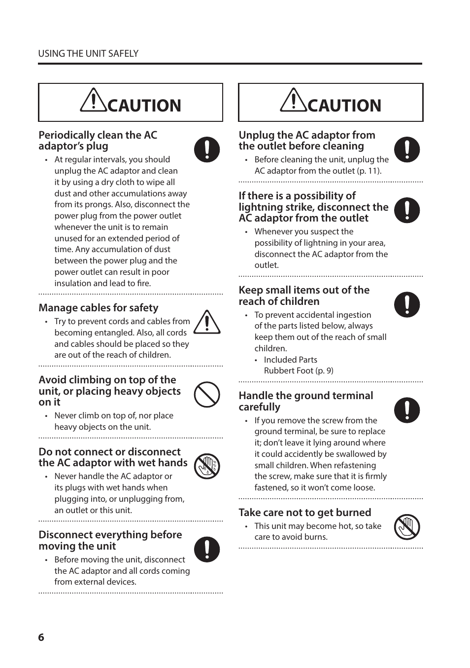 Caution | Roland VC-1-SH SDI to HDMI Video Converter User Manual | Page 6 / 32