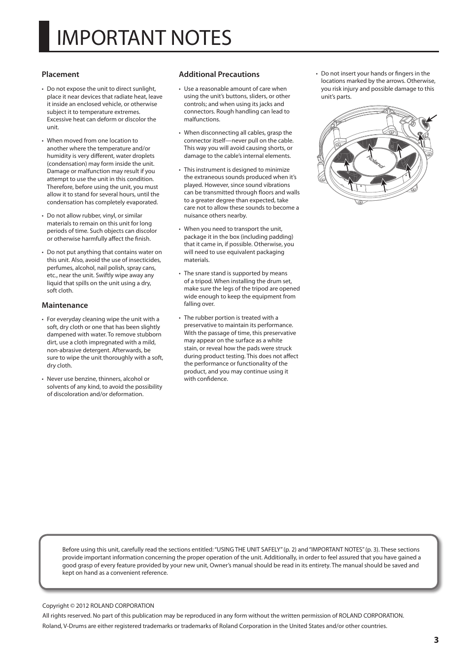 Roland PD-108 V-Pad 10" (Black Chrome) User Manual | Page 3 / 13