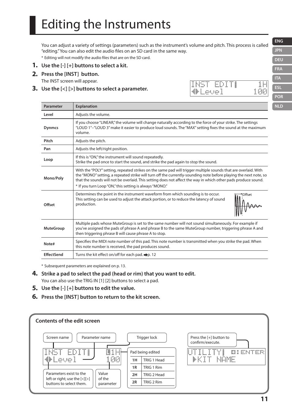 Editing the instruments, P. 11 | Roland TM-2 - Trigger Module User Manual | Page 11 / 23