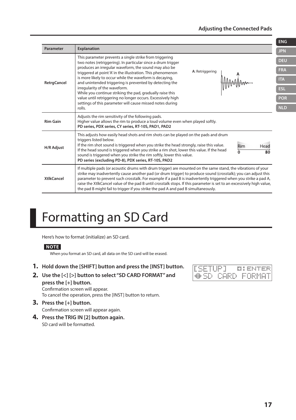 Formatting an sd card | Roland TM-2 - Trigger Module User Manual | Page 17 / 23