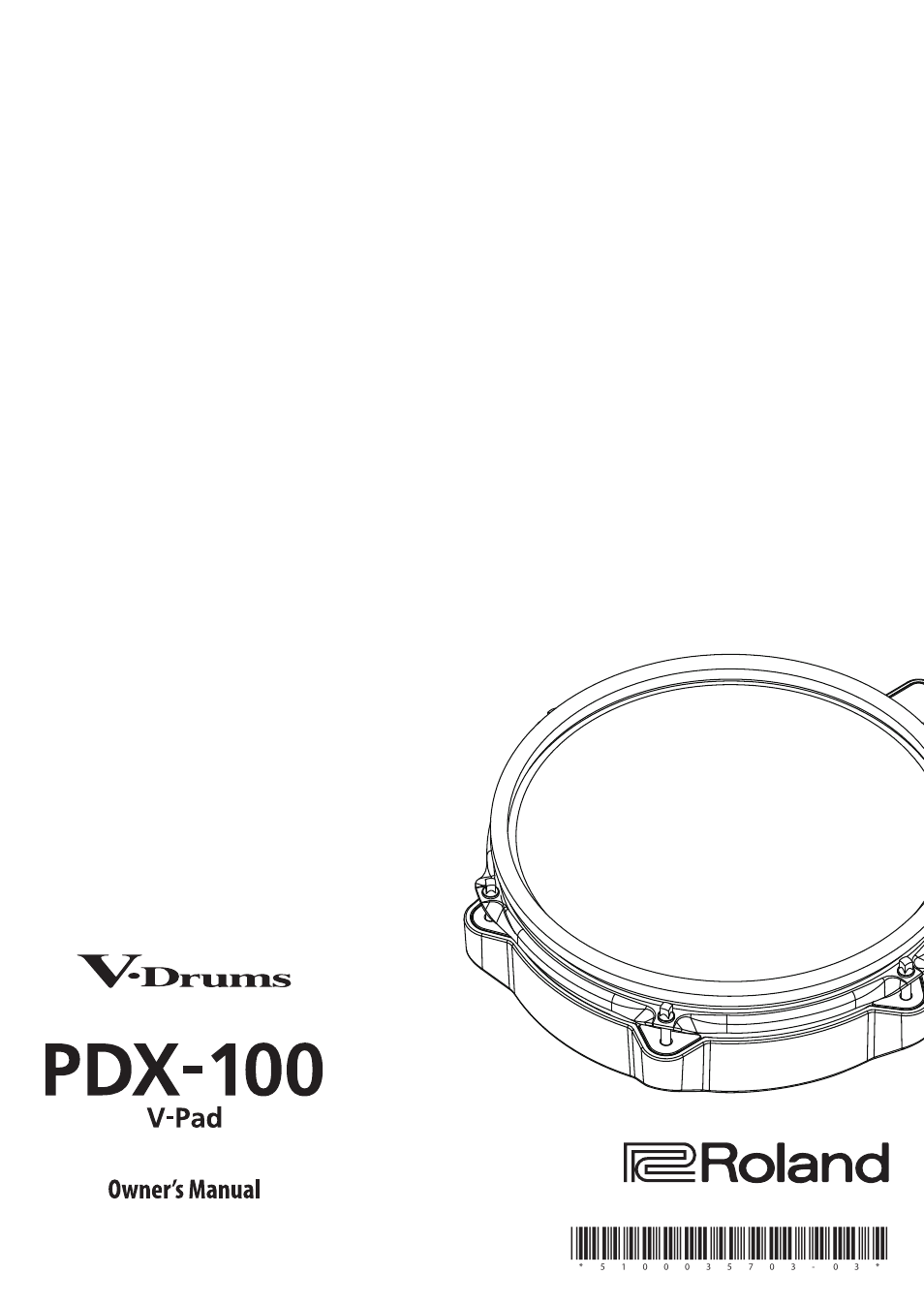 Roland PDX-100 V-Pad 10" Snare or Floor Tom User Manual | 9 pages