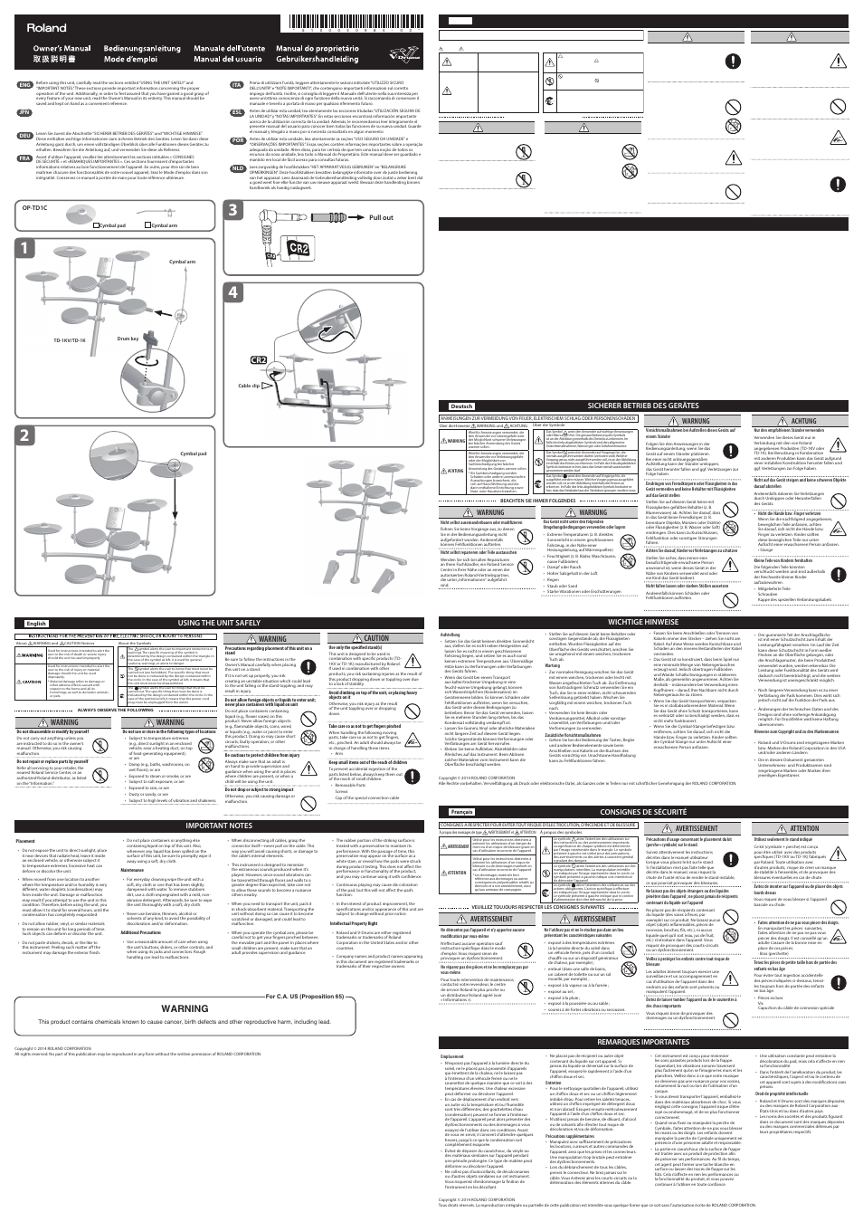 Roland Optional Cymbal Set For TD-1K User Manual | 2 pages