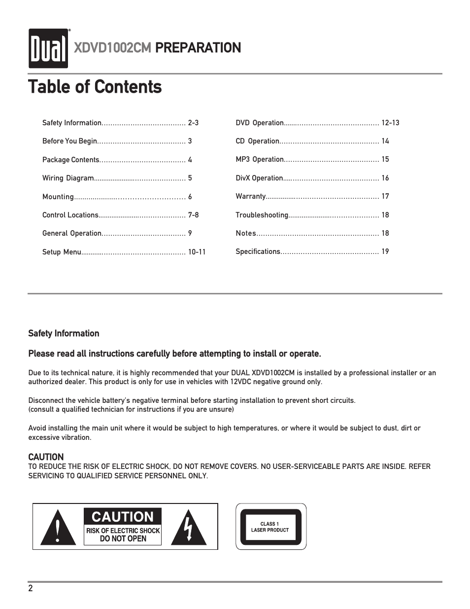 Dual XDVD1002CM User Manual | Page 2 / 20