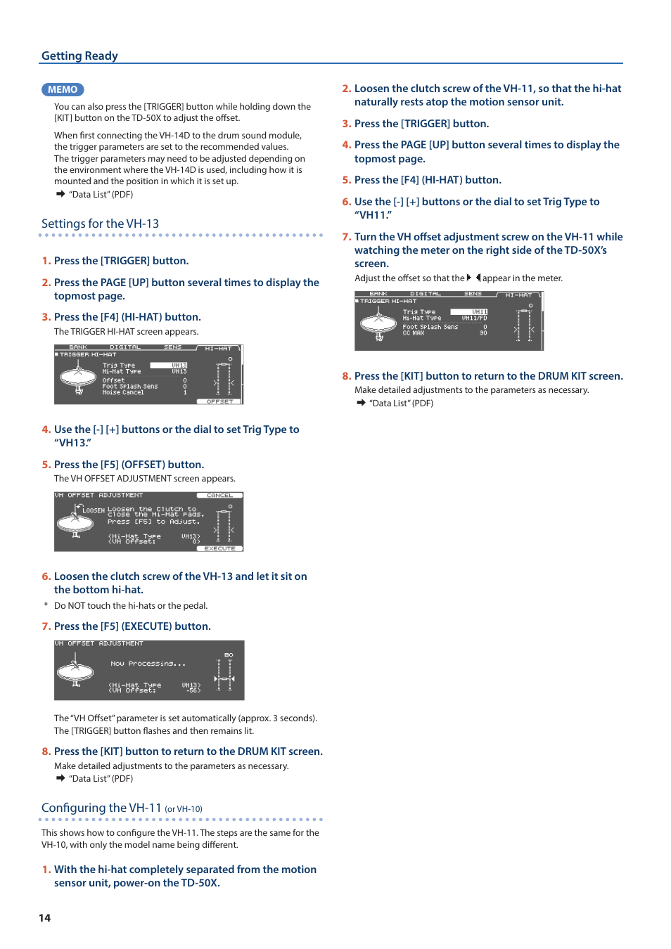 Roland TD-50X Prismatic V-Drums Sound Module User Manual | Page 14 / 67