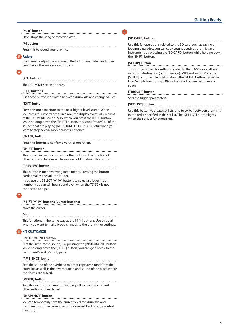 Getting ready | Roland TD-50X Prismatic V-Drums Sound Module User Manual | Page 9 / 67