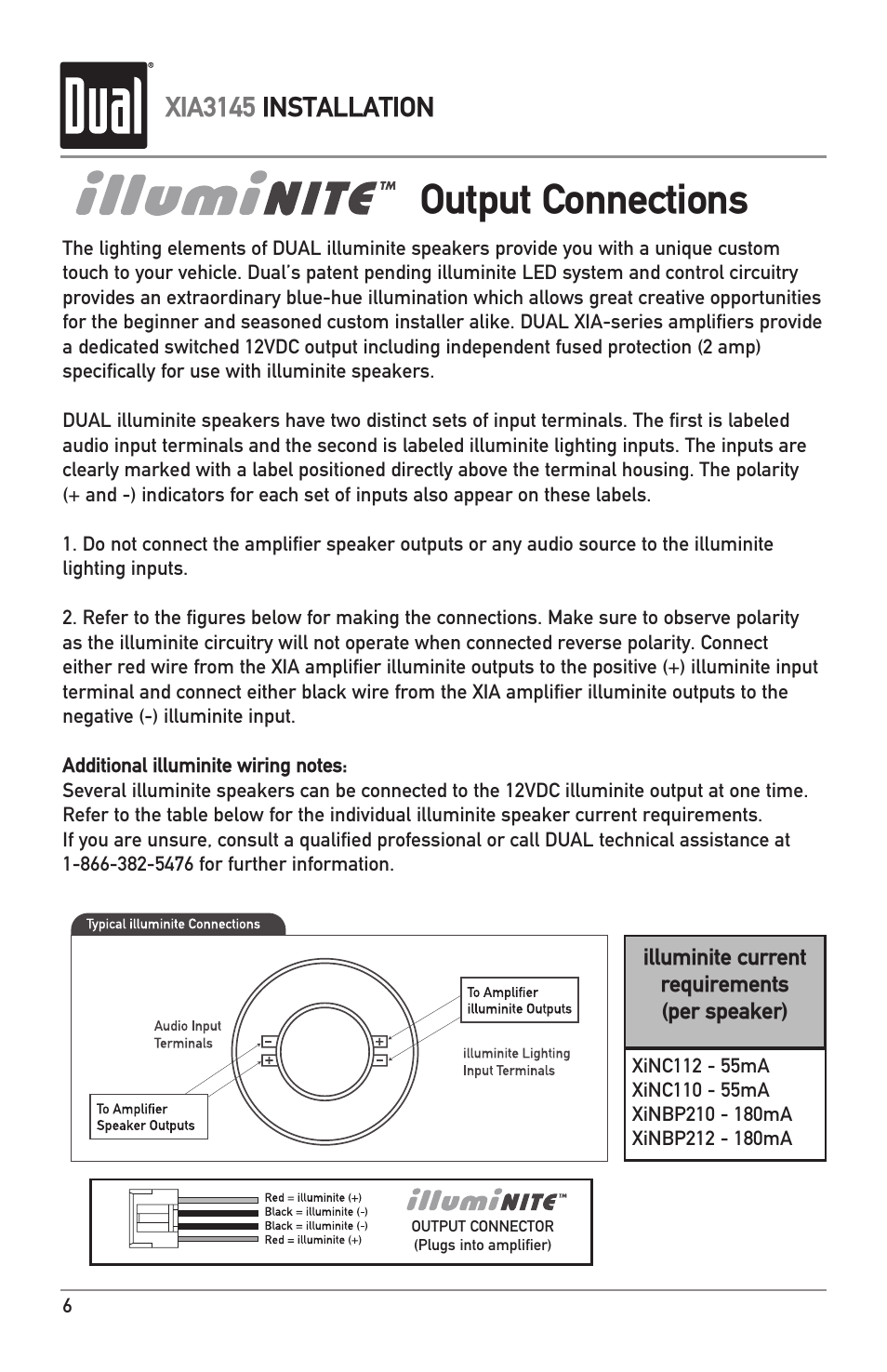 Output connections, Xia3145 installation | Dual XIA3145 User Manual | Page 6 / 12