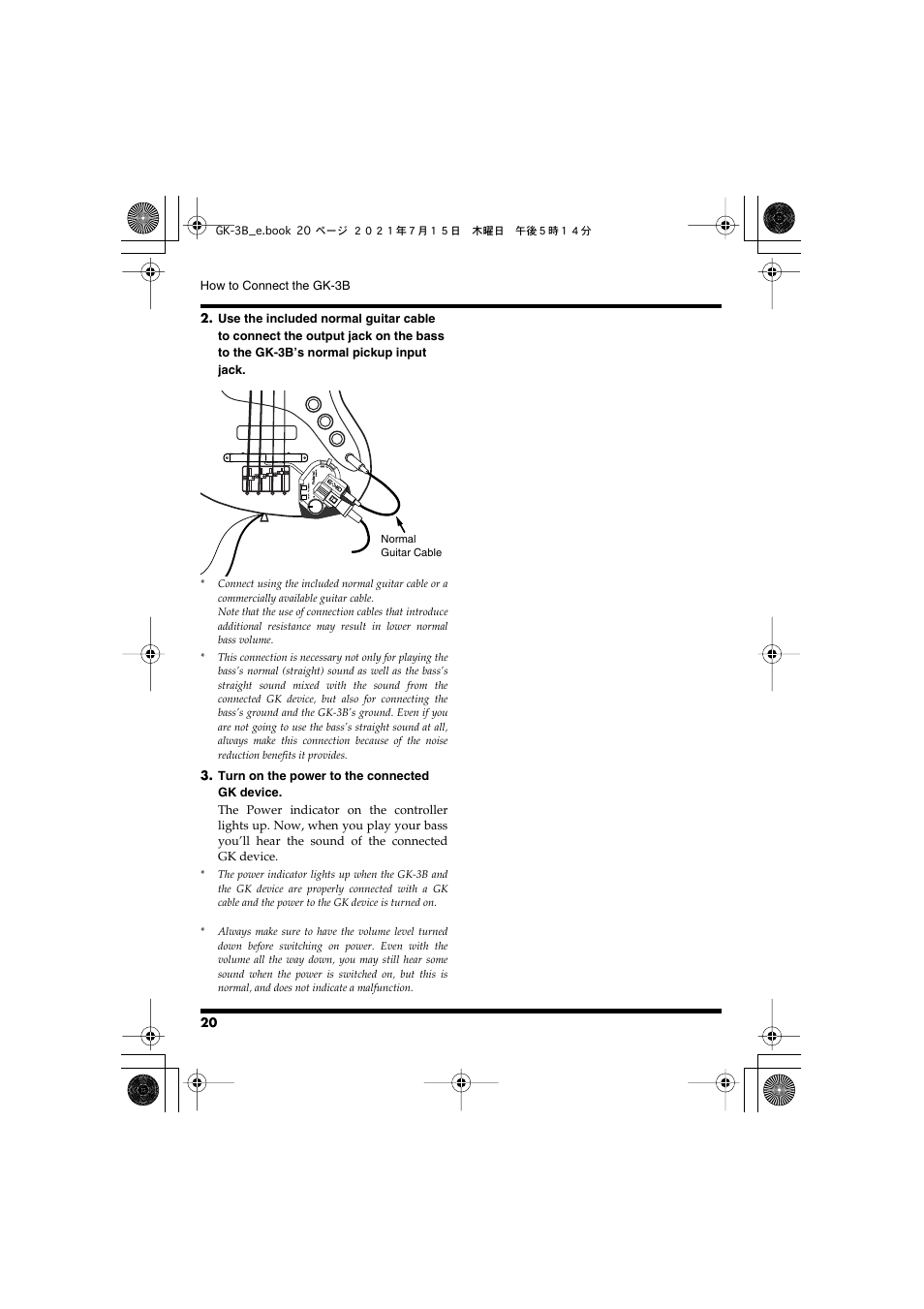 Roland GK-3B - Divided Bass Pickup User Manual | Page 20 / 24