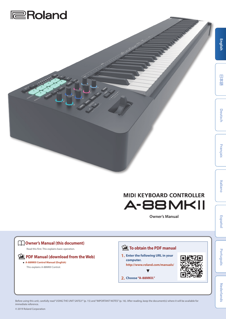 Roland A-88MKII MIDI Keyboard Controller User Manual | 17 pages